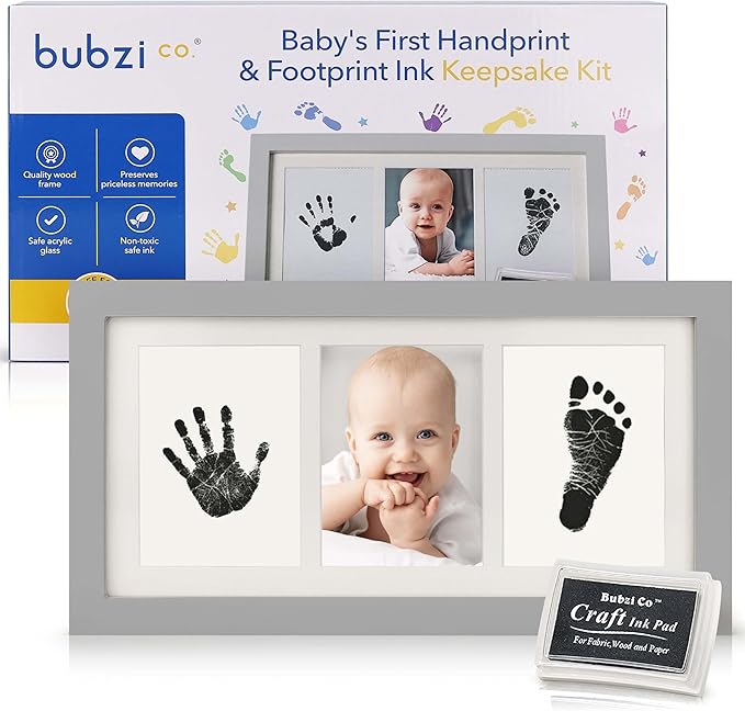 Bubzi Co DIY Baby Handprint and Footprint Ink Frame Keepsake Kit