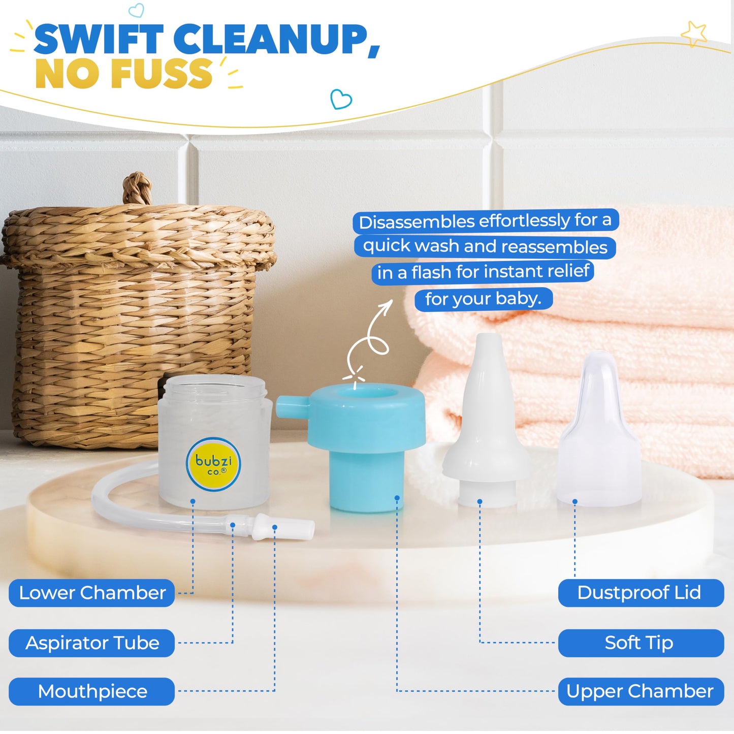 Bubzi Co Premium Baby Nasal Aspirator for Little Blocked Noses