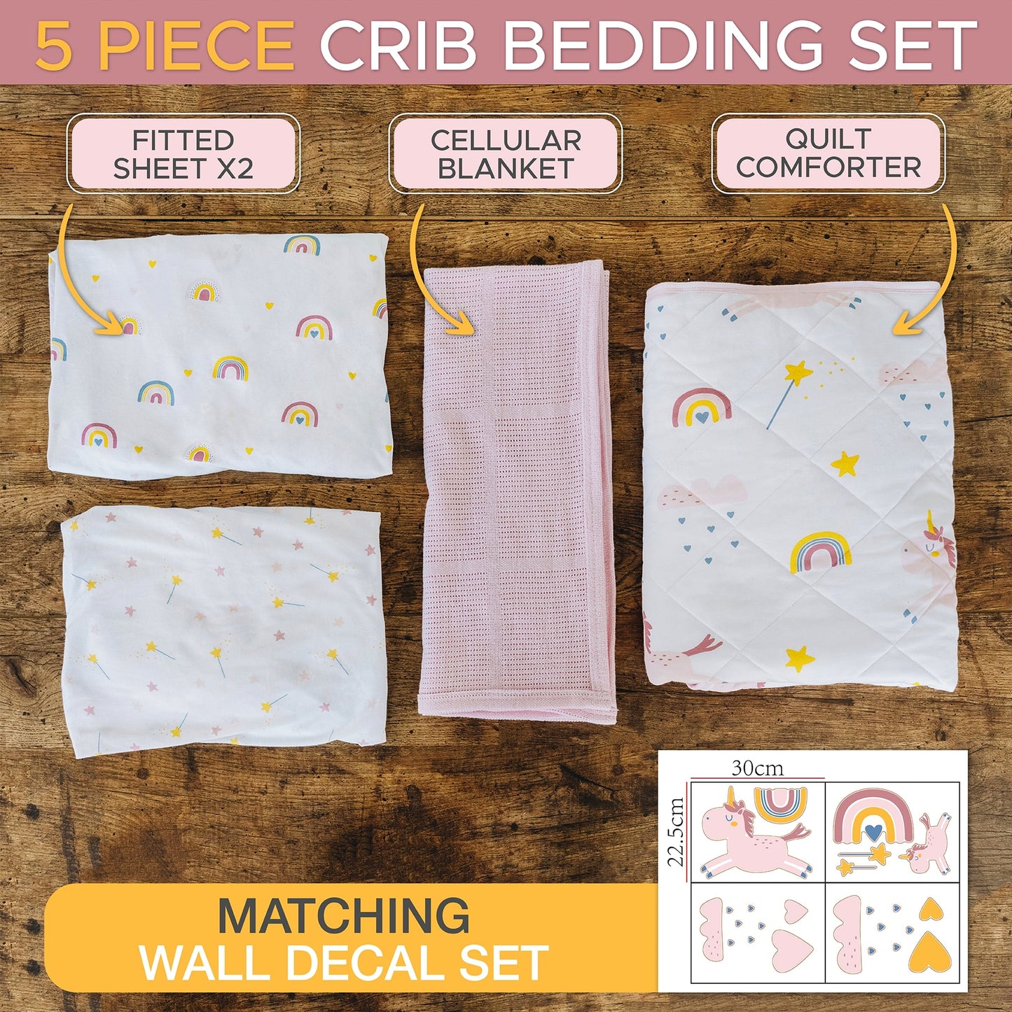Super Soft 5 Piece Crib Bedding Set – Unicorn Dreams