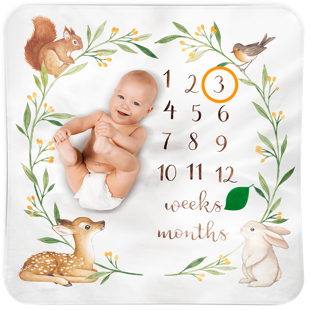 Baby Woodland Monthly Milestone Blanket Bubzi Co