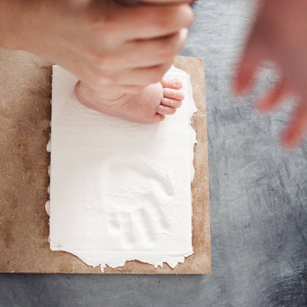 Baby hand and store footprint clay kit