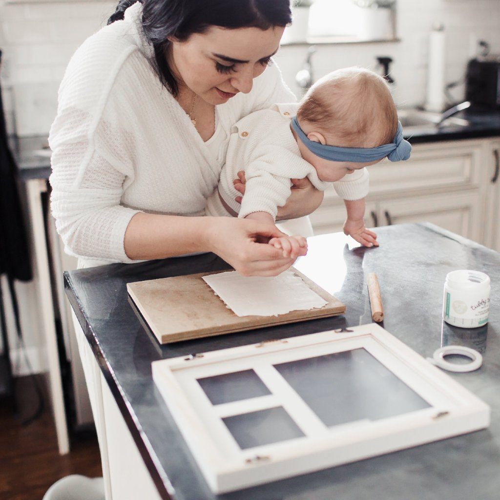 Personalized Baby Handprint & Footprint Keepsake Photo Frame Kit - Premium Non-Toxic Clay