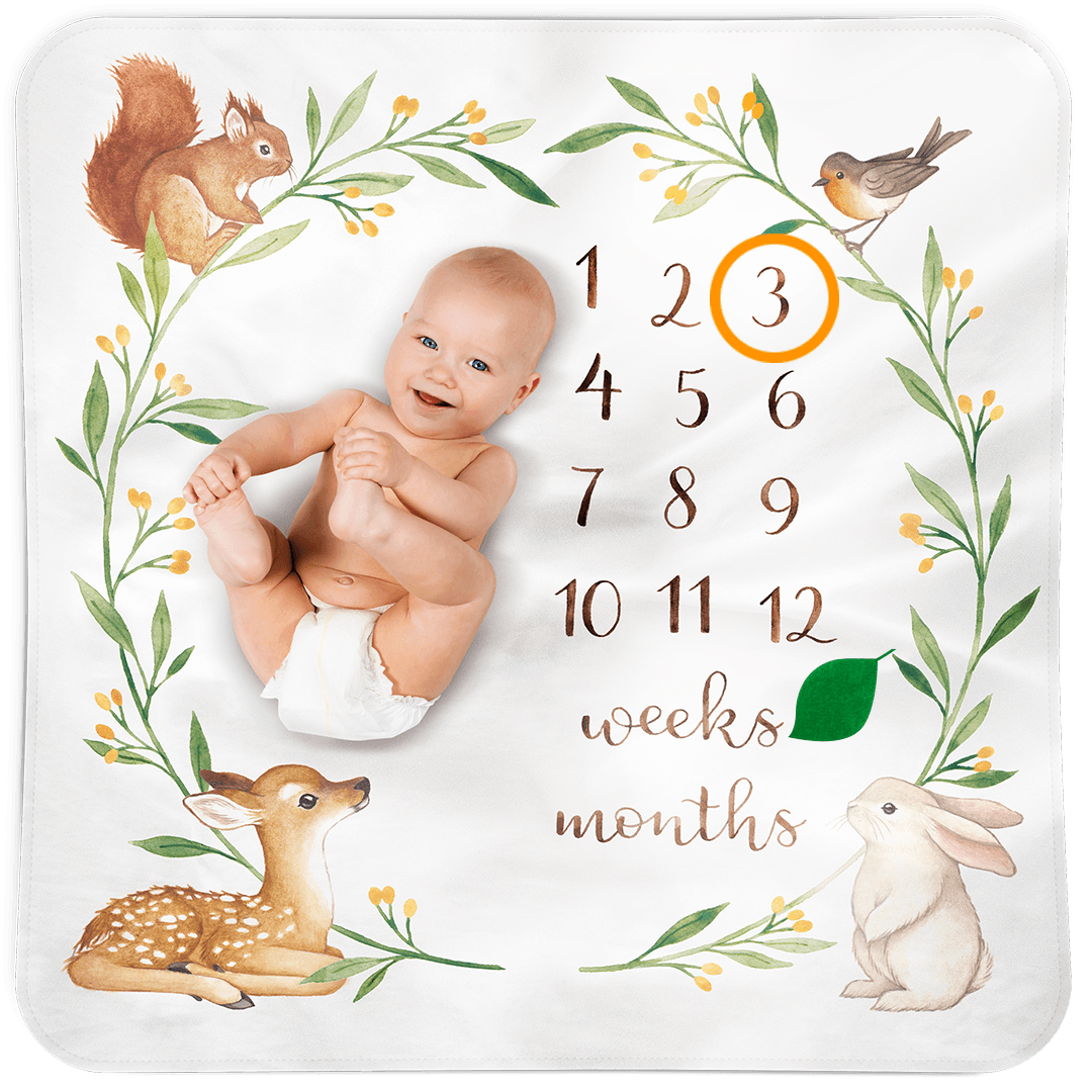 Bubzi Co Baby Woodland Monthly Milestone Blanket Keepsake Bubzi Co 